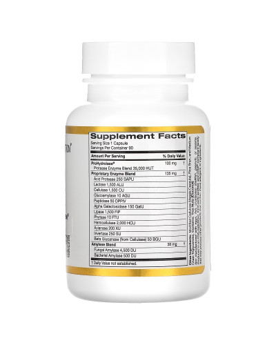 Травні ферменти, Digestive Enzymes, California Gold Nutrition, 90 вегетаріанських капсул