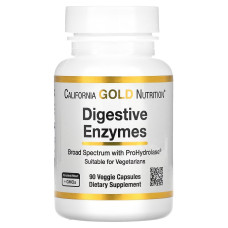 Пищеварительные ферменты, Digestive Enzymes, California Gold Nutrition, 90 вегетарианских капсул