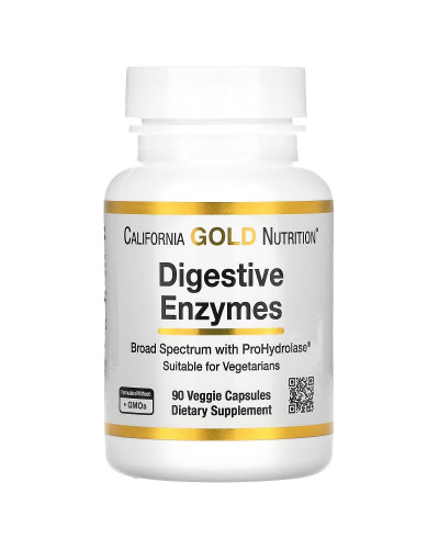 Травні ферменти, Digestive Enzymes, California Gold Nutrition, 90 вегетаріанських капсул
