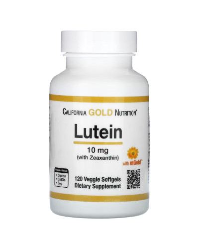 Лютеин с зеаксантином, 10 мг, Lutein with Zeaxanthin, California Gold Nutrition, 120 вегетарианских капсул
