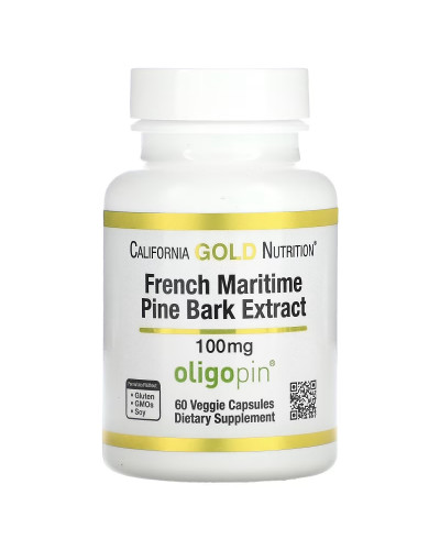 Екстракт кори французької приморської сосни, олігопін, 100 мг, French Maritime Pine Bark Extract, Oligopin, California Gold Nutrition, 60 вегетаріанських капсул