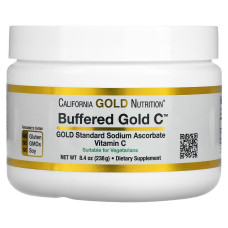 Буферизированный Витамин C, 1000 мг, некислый порошок, Buffered Gold C, Non-Acidic Vitamin C Powder, Sodium Ascorbate, California Gold Nutrition, 238 г