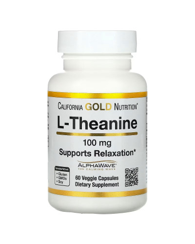 L-теанин, 100 мг, L-Theanine, Featuring AlphaWave, California Gold Nutrition, 60 вегетарианских капсул