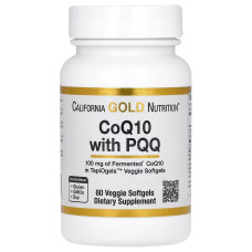Коэнзим CoQ10 с PQQ, 100 мг, CoQ10 with PQQ, California Gold Nutrition, 60 вегетарианских капсул