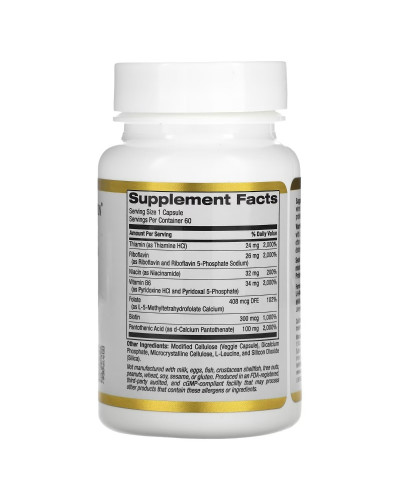 Комплекс вітамінів групи В, Vitamin B Complex, California Gold Nutrition, 60 вегетаріанських капсул Комплекс вітамінів групи В, Vitamin B Complex, California Gold Nutrition, 60 вегетаріанських капсул