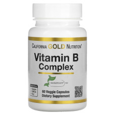 Комплекс витаминов группы В, Vitamin B Complex, California Gold Nutrition, 60 вегетарианских капсул