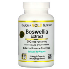 Экстракт босвеллии с куркумой, 250 мг, Boswellia Extract, Plus Turmeric Extract, California Gold Nutrition, 120 вегетарианских капсул