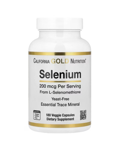 Селен, без дріжджів, 200 мкг, Selenium, Yeast-Free, California Gold Nutrition, 180 вегетаріанських капсул