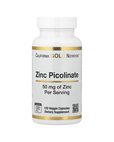 Цинк пиколинат, 50 мг, Zinc Picolinate, California Gold Nutrition, 120 вегетарианских капсул.