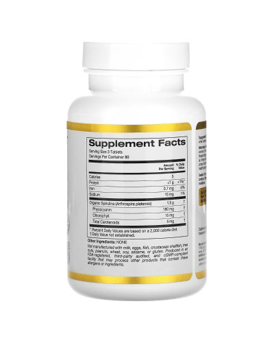 Спирулина органическая, 500 мг, Organic Spirulina, California Gold Nutrition, 240 таблеток