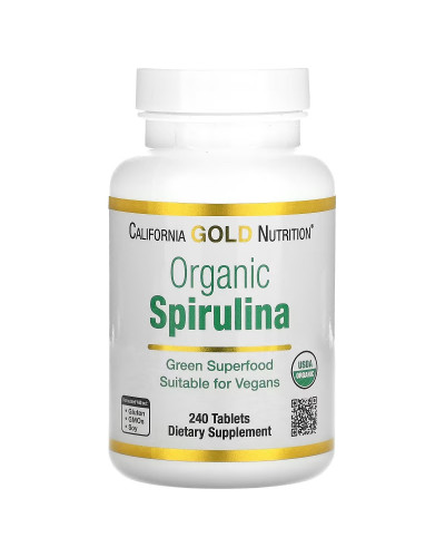 Спирулина органическая, 500 мг, Organic Spirulina, California Gold Nutrition, 240 таблеток