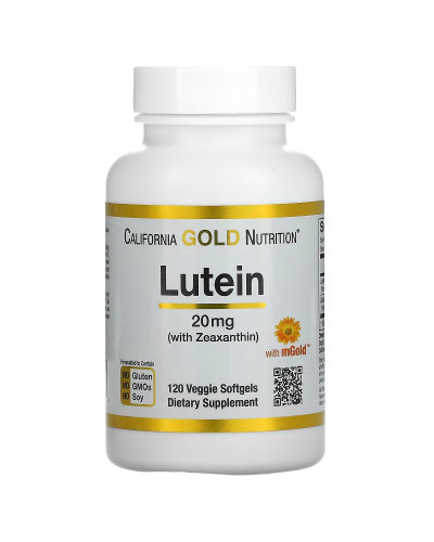 Лютеин с зеаксантином, 20 мг, Lutein with Zeaxanthin, California Gold Nutrition, 120 вегетарианских капсул