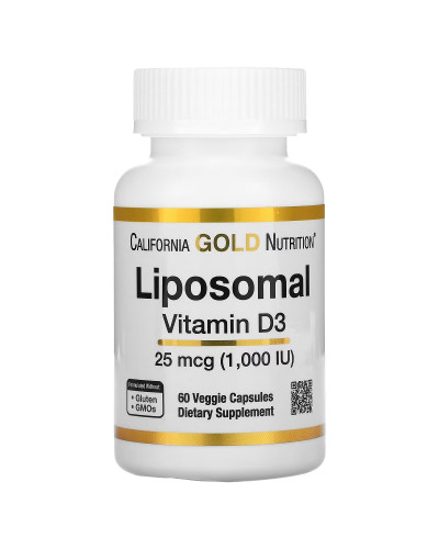 Ліпосомальний Вітамін D3, 1000 МО, Liposomal Vitamin D3, California Gold Nutrition, 60 вегетаріанських капсул