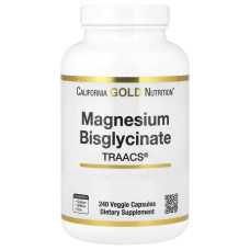 Магний Бисглицинат, 200 мг, Magnesium Bisglycinate Formulated with TRAACS, California Gold Nutrition, 240 вегетарианских капсул