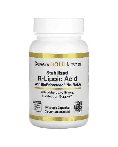 R-Липоевая Кислота, Stabilized R-Lipoic Acid, California Gold Nutrition, 30 вегетарианских капсул