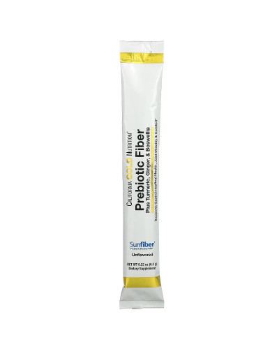 Пребіотична клітковина з куркумою імбиром та босвеллією, Prebiotic Fiber Plus Turmeric Ginger & Boswellia, California Gold Nutrition, 3 стика по 6,3 г