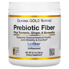 Пребиотическая клетчатка плюс куркума, имбирь и босвелия, Prebiotic Fiber Plus Turmeric, Ginger, Boswellia, California Gold Nutrition,189 г