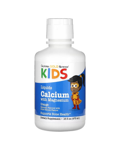 Детский жидкий кальций с магнием, вкус апельсина, Children's Liquid Calcium with Magnesium, California Gold Nutrition, 473 мл
