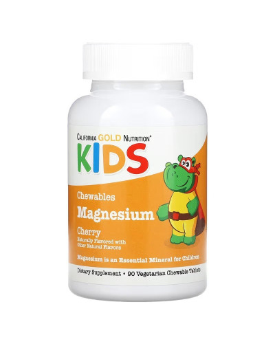 Магний для детей, вкус вишни, Chewable Magnesium for Children, California Gold Nutrition, 90 жевательных таблеток