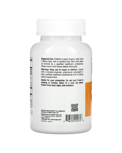Витамин C с биофлавоноидами для детей, вкус апельсина, Vitamin C with Bioflavonoid Complex for Children, California Gold Nutrition