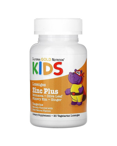 Цинк для дітей, смак мандарину, Zinc Plus Lozenge For Children, California Gold Nutrition, 90 льодяників
