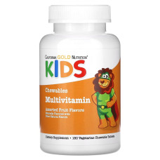 Мультивитамины для Детей, вкус фруктового ассорти, Chewable Multi-Vitamin For Children, California Gold Nutrition, 180 жевательных таблеток