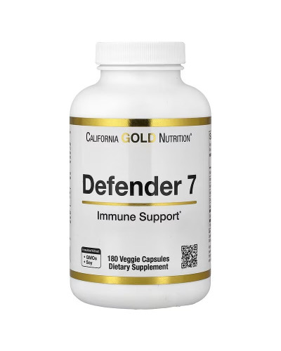 Зміцнення імунітету з бета-глюканом, Defender 7, California Gold Nutrition, 180 вегетаріанських капсул