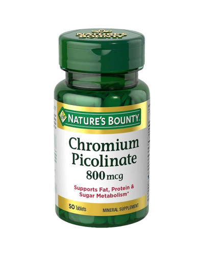 Хром Пиколинат Мега, 800 мкг, Chromium Picolinate Mega, Nature's Bounty, 50 таблеток