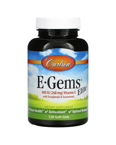 Вітамін E, 400 МО (268 мг), E-Gems Elite, Carlson, 120 желатинових капсул