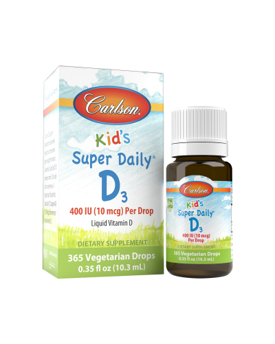 Витамин D3 для Детей в Каплях, 400 МЕ, Kid's Super Daily D3, Carlson, 10.3 мл