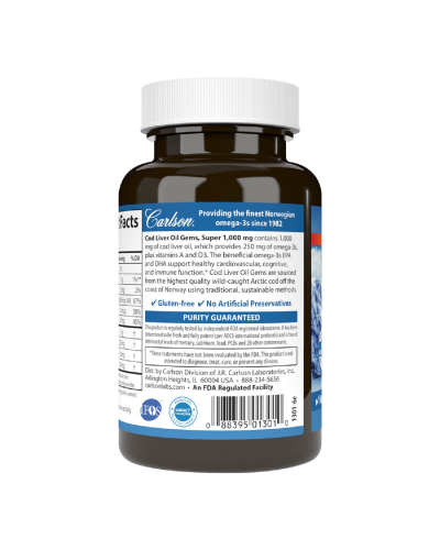 Жир із печінки Норвезької Тріски, 1000 мг, Cod Liver Oil, Carlson, 100 гелевих капсул