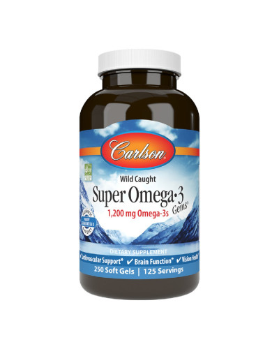 Супер Омега-3, Super Omega-3 Gems, Carlson, 250 желатинових капсул