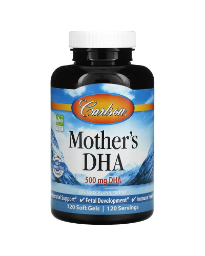 DHA для матерів-годувальниць та вагітних, 500 мг, Mother's DHA, Carlson, 120 желатинових капсул