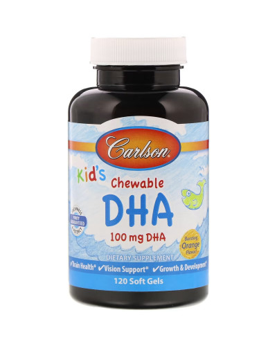 Риб'ячий жир (DHA) для Дітей, Смак Апельсина, Kid's Chewable, Carlson, 120 желатинових капсул