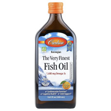 Норвежский рыбий жир, вкус апельсина, 1600 мг, Norwegian Finest Fish Oil, Carlson, 500 мл