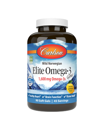 Омега-3, Смак Лимона, Elite Omega-3 Gems, Carlson, 90 желатинових капсул