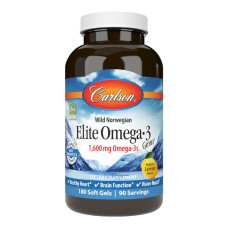 Омега-3, Вкус Лимона, Elite Omega-3 Gems, Carlson, 180 желатиновых капсул