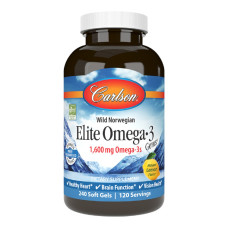УЦЕНКА Омега-3, Вкус Лимона, Elite Omega-3 Gems, Carlson, 240 желатиновых капсул (вмятина)