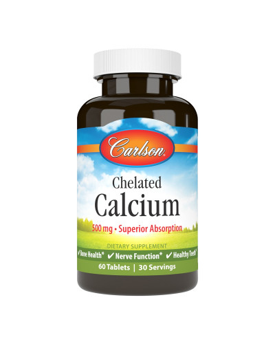 Кальцій Хелатний, 500 мкг, Chelated Calcium, Carlson, 60 таблеток