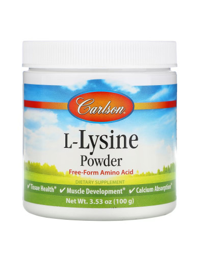 L-лізин у порошку, L-Lysine, Amino Acid Powder, Carlson, 100 гр