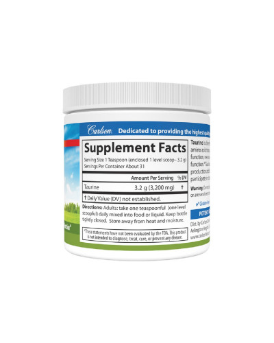 Таурин в порошке, Taurine, Amino Acid Powder, Carlson, 100 гр