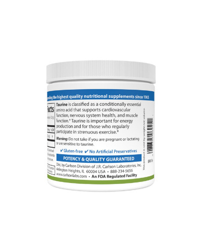 Таурин в порошке, Taurine, Amino Acid Powder, Carlson, 100 гр