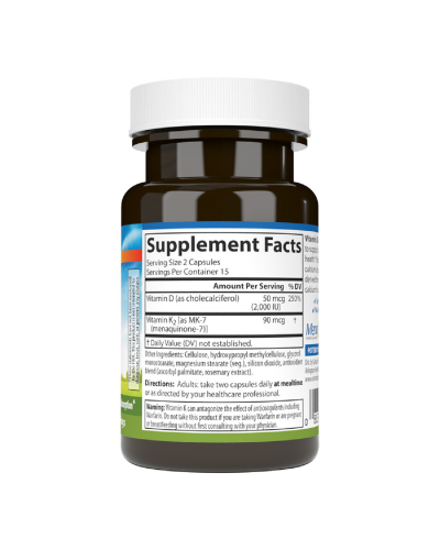 Вітамін D3+K2, 2000 МО та 90 мкг, Vitamin D3+K2, Carlson, 30 вегетаріанських капсул