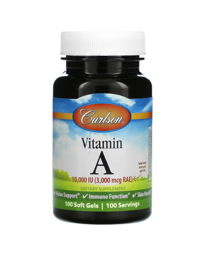 Витамин А, 10000 МЕ, Vitamin A, Carlson, 100 желатиновых капсул