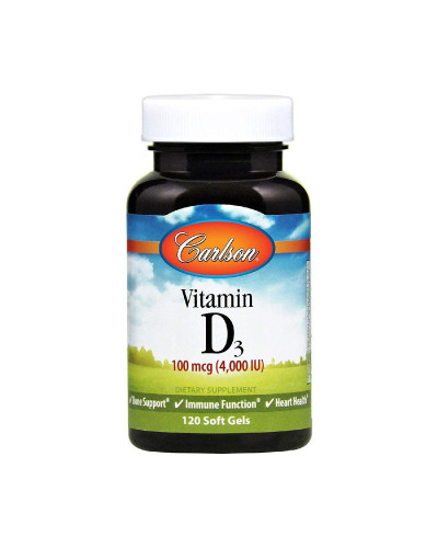 Вітамін D3, 4000 МО, Vitamin D3, Carlson, 120 желатинових капсул