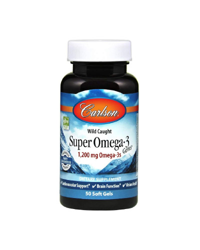 Супер Омега-3, 1200 мг, Super Omega-3, Carlson, 50 желатинових капсул