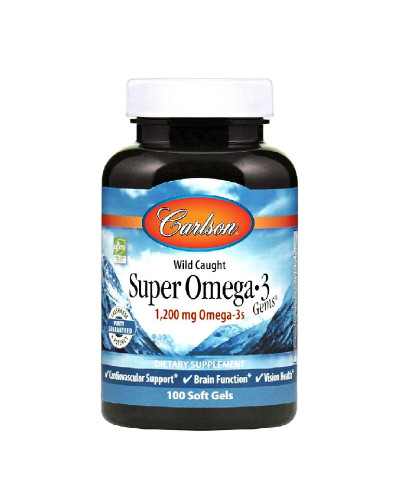 Супер Омега-3, 1200 мг, Super Omega-3, Carlson, 100 желатинових капсул