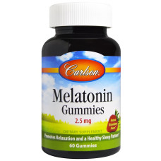 Мелатонин, 2.5 мг, вкус клубники, Melatonin Gummies, Carlson, 60 жевательных конфет