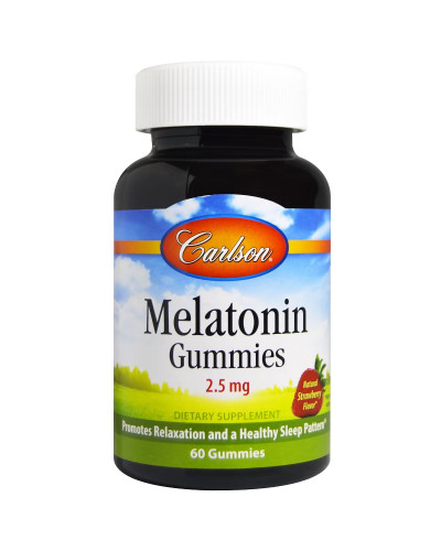 Мелатонін, 2.5 мг, смак полуниці, Melatonin Gummies, Carlson, 60 жувальних цукерок