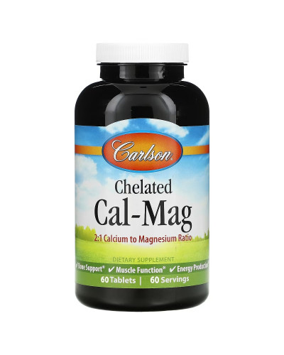 Кальций-Магний Хелатный, Chelated Cal-Mag, Carlson, 60 таблеток